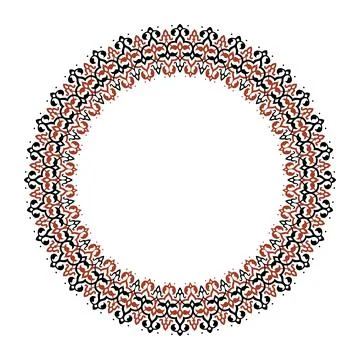Ethnic round frame border pattern. Circular frame with an intricate, repeating  Stock Illustration