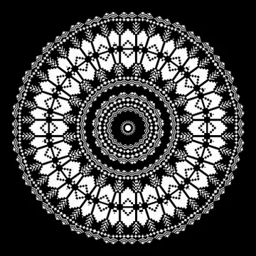 Ethnic round mandala pattern. Geometric black and white abstract vector backg Illustrazione stock