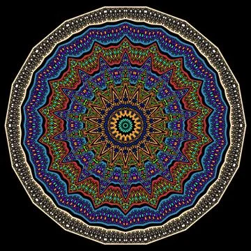 Ethnic round mandala pattern. Ornamental floral background. Bright colorful t Illustrazione stock