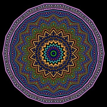Ethnic round mandala pattern. Ornamental floral background. Bright colorful t Illustrazione stock