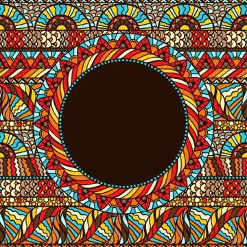 Ethnic round pattern with hand drawn ornament Stock Illustration