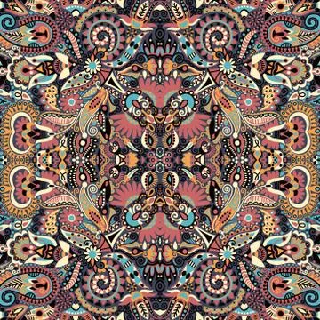 Ethnic seamless background, floral pattern in Ukrainian traditio Stock Illustration