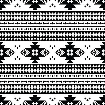 Ethnic seamless geometric pattern. Aztec tribal style in black and white colors. Stock Illustration