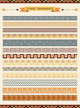 Ethnic seamless ornaments and pattern brushes Stock Illustration