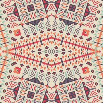 Ethnic seamless pattern. Aztec geometric background. Hand drawn navajo Stock Illustration