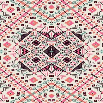 Ethnic seamless pattern. Aztec geometric background. Hand drawn navajo fabric Stock Illustration