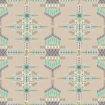 Ethnic seamless pattern. Aztec geometric background. Hand drawn navajo Stock Illustration