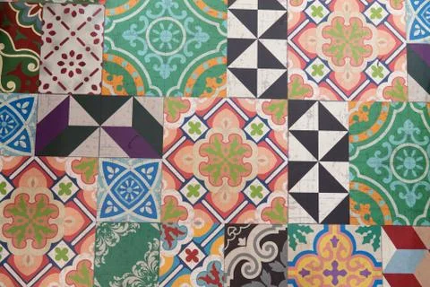 Ethnic seamless pattern Azulejo ceramic tile design ornament. Portuguese, Spa Stock Photos
