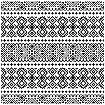 Ethnic seamless pattern black white color, abstract geometric background illu Stock Illustration