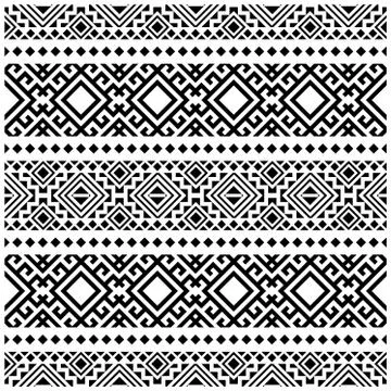 Ethnic seamless pattern black white color, abstract geometric background illu Stock Illustration