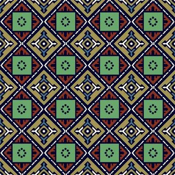 Ethnic seamless pattern, boho style, with squares Stock Illustration