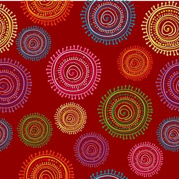Ethnic seamless pattern in bright color with circular shapes Illustrazione stock