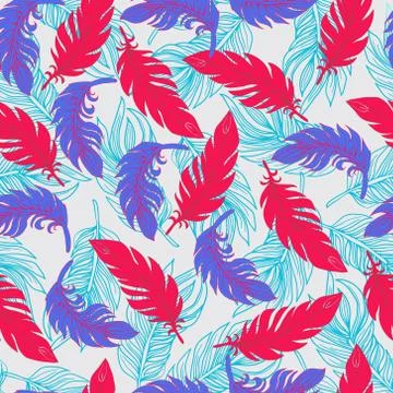Ethnic seamless pattern with Feathers Boho style. Illustrazione stock