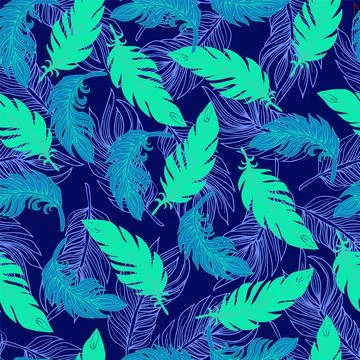 Ethnic seamless pattern with Feathers. Stock Illustration