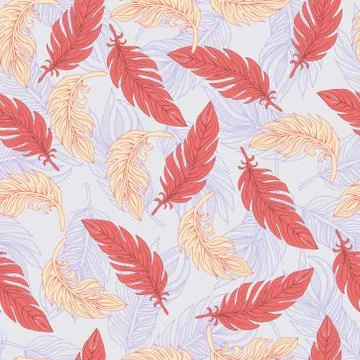 Ethnic seamless pattern with Feathers pattern Stock Illustration