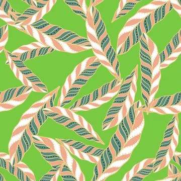 Ethnic seamless pattern with random doodle pink feather elements print. Brigh Stock Illustration