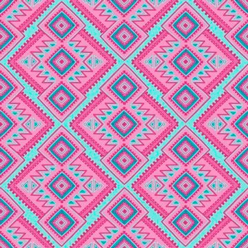 Ethnic seamless pattern. Tribal line print in african, mexican, american, indian Stock Illustration