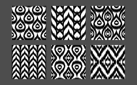 Ethnic seamless patterns collection. Boho textile prints set Stock Illustration