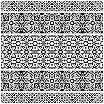 Ethnic seamless patterns illustration vector. Aztec geometric backgrounds. St Stock Illustration