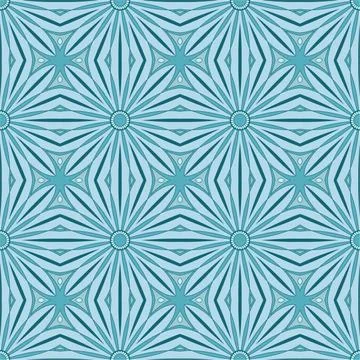 Ethnic seamless vector pattern. Blue flower mandalas Stock Illustration