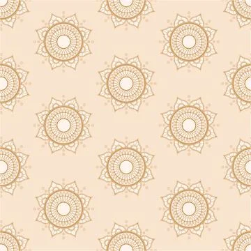 Ethnic seamless vector pattern. Brown flower mandalas Stock Illustration