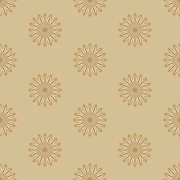 Ethnic seamless vector pattern. Brown flower mandalas Stock Illustration