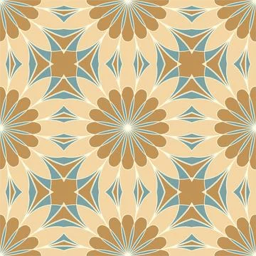 Ethnic seamless vector pattern. Brown flower mandalas Stock Illustration
