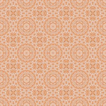 Ethnic seamless vector pattern. Brown monochrome geometric mandala flower. Illustrazione stock