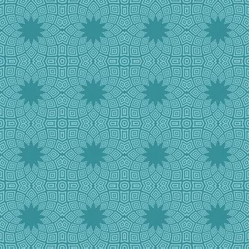 Ethnic seamless vector pattern. Green monochrome geometric mandala flower. イラスト素材