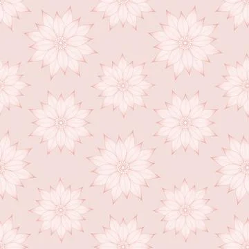 Ethnic seamless vector pattern. Light red geometric flower mandalas. Stock Illustration