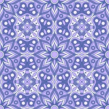 Ethnic seamless vector pattern. Purple geometric mandala flower. Stock Illustration