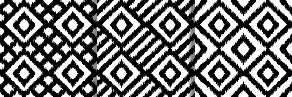 Ethnic squared seamless patterns set Stock Illustration