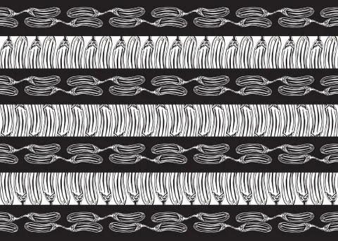 Ethnic style fabric print. Vector graphics. Horizontal black and white stripes Stock-Illustration