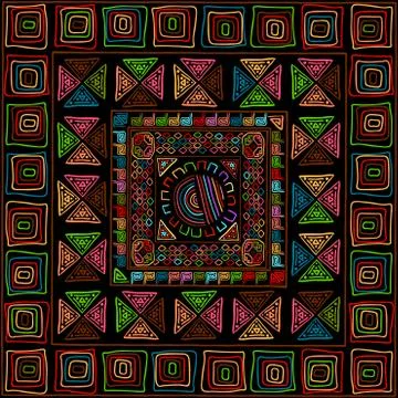 Ethnic stylized handmade background with colored elements Stock Illustration