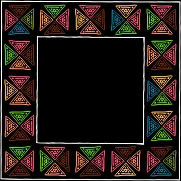 Ethnic stylized handmade frame with colored elements Illustrazione stock