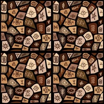 Ethnic symbols pattern Illustrazione stock