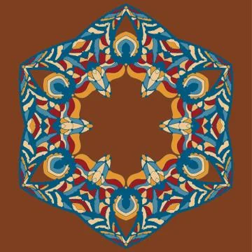 Ethnic symmetrical seamless pattern in multi Color. Abstract ornamental backdrop Stock Illustration