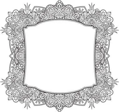 Ethnic template for design wedding invitations and greeting cards. Henna flow Stock Illustration