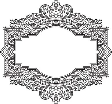 Ethnic template for design wedding invitations and greeting cards. Henna flow Stock Illustration
