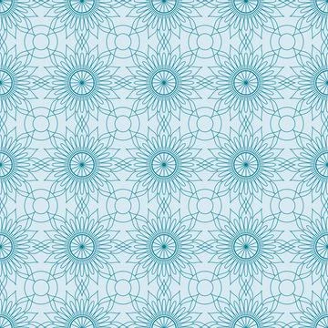 Ethnic tight vector pattern. Blue circle geometric mandalas Stock Illustration