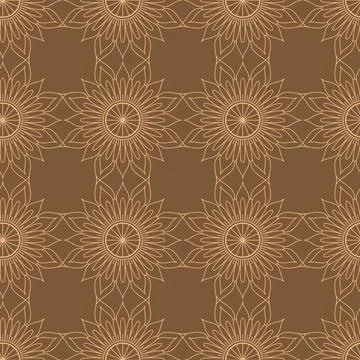 Ethnic tight vector pattern. Brown circle geometric mandalas Stock Illustration