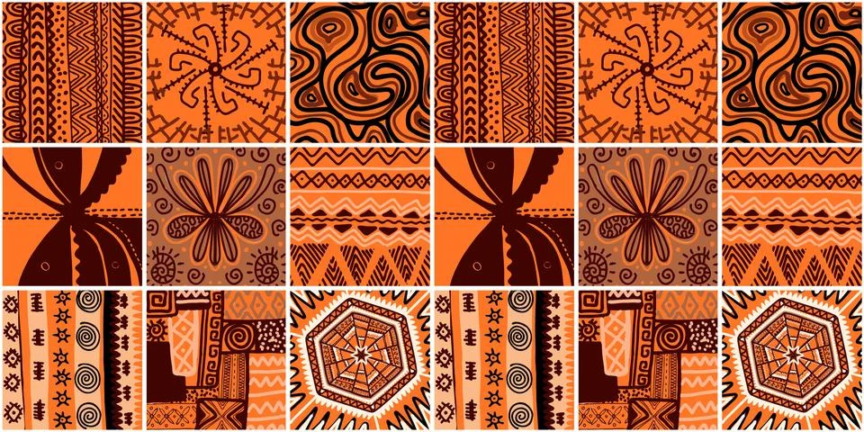 ETHNIC TREND PATTERN. PAINTWORK IN AFRICAN STYLE. PATTERN SEAMLESS AFRICAN. T 스톡 일러스트