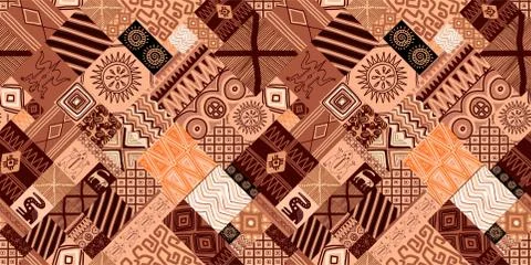 ETHNIC TREND PATTERN. PAINTWORK IN AFRICAN STYLE. PATTERN SEAMLESS AFRICAN. T Stock Illustration