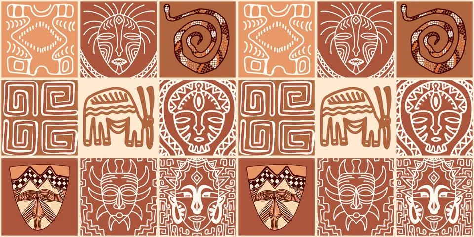 ETHNIC TREND PATTERN. PAINTWORK IN AFRICAN STYLE. PATTERN SEAMLESS AFRICAN. T Stockillustratie