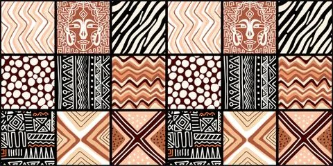ETHNIC TREND PATTERN. PAINTWORK IN AFRICAN STYLE. PATTERN SEAMLESS AFRICAN. T Stockillustratie