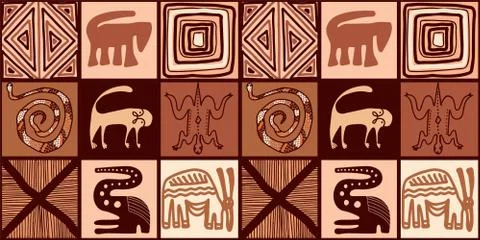 ETHNIC TREND PATTERN. PAINTWORK IN AFRICAN STYLE. PATTERN SEAMLESS AFRICAN. T Stock Illustration