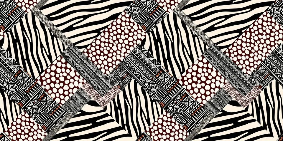 ETHNIC TREND PATTERN. PAINTWORK IN AFRICAN STYLE. PATTERN SEAMLESS AFRICAN. T イラスト素材