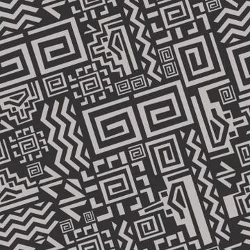 Ethnic tribal pattern seamless. Geometric aztec abstract monochrome pattern Stock Illustration
