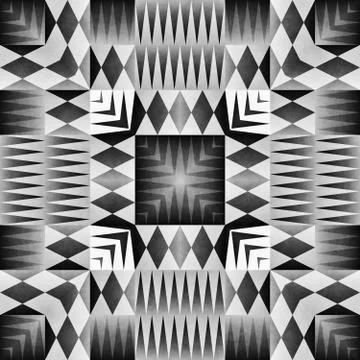Ethnic Tribal Seamless Pattern. Geometric Ornamental illustration. Black and Stock-Illustration