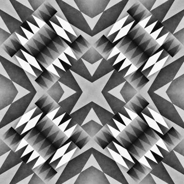 Ethnic Tribal Seamless Pattern. Geometric Ornamental illustration. Black and  Stock Illustration
